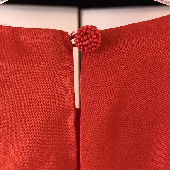 New FARM RIO Red Satin Boho Maxi Dress Beaded Tassels Cutout Waist S MSRP $265 - Picture 11 of 14